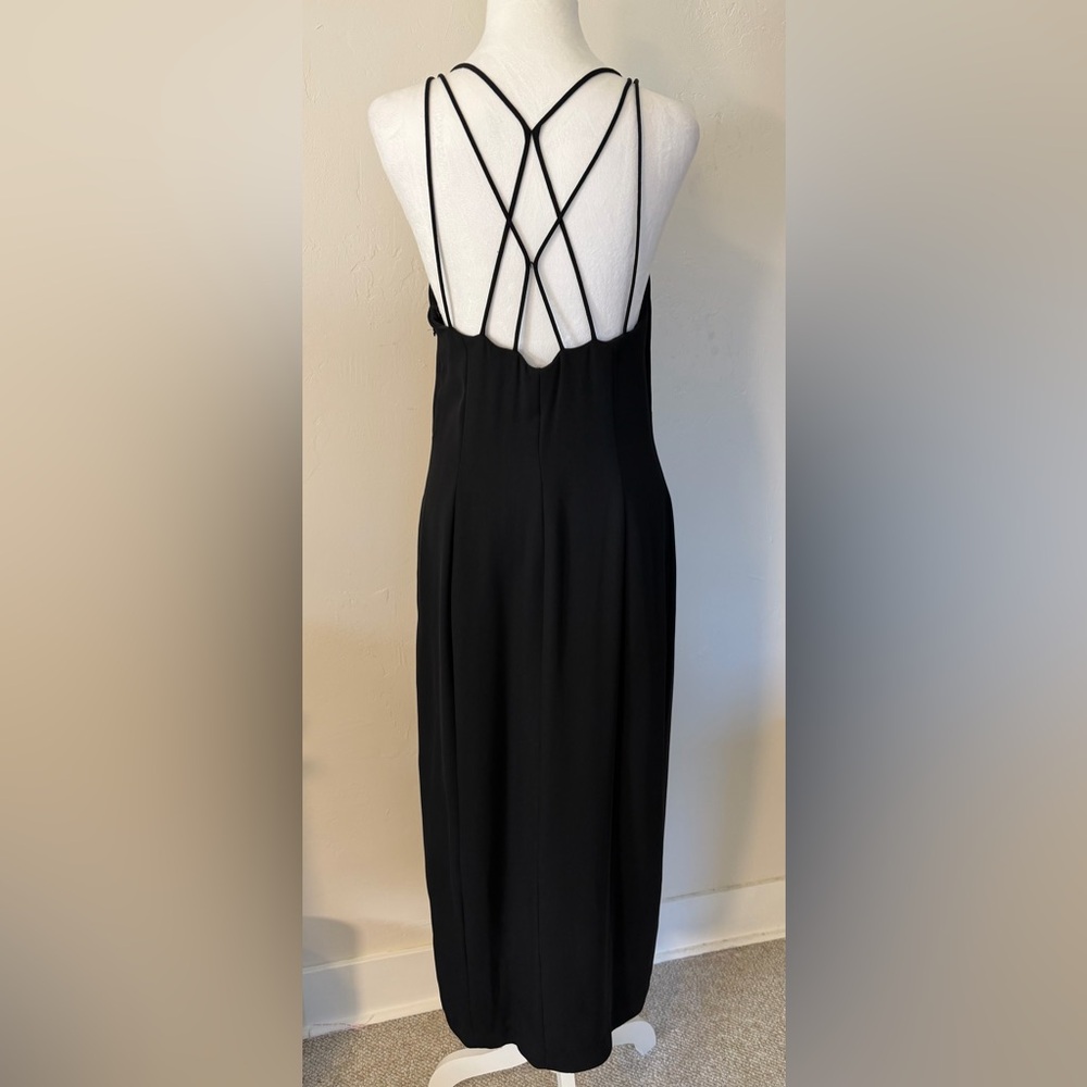 Vintage Ann Taylor Classic Black Midi Sheath Dress Size 10 - Picture 4 of 9